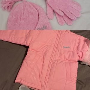 Avon Barbie Quilted Jacket with matching Avon Barbie Hat and Gloves Matching set